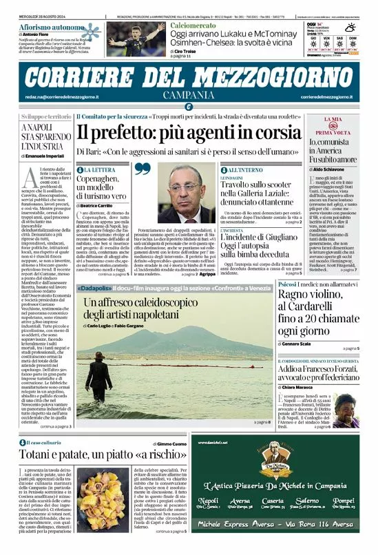 Prima-pagina-corriere del mezzogiorno-del-2024-08-28